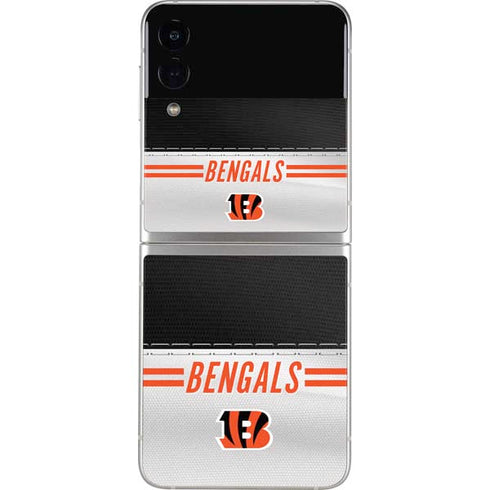 NFL Cincinnati Bengals White Striped Galaxy Z Flip3 5G Skin