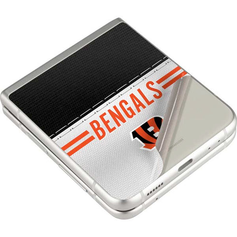 NFL Cincinnati Bengals White Striped Galaxy Z Flip3 5G Skin