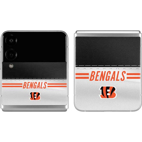 NFL Cincinnati Bengals White Striped Galaxy Z Flip4 5G Skin
