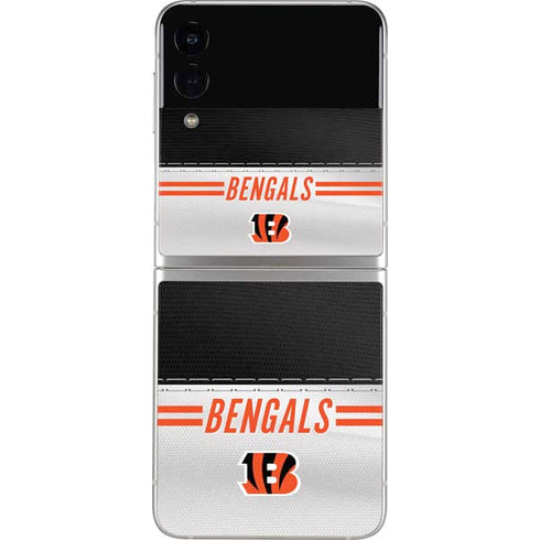 NFL Cincinnati Bengals White Striped Galaxy Z Flip4 5G Skin