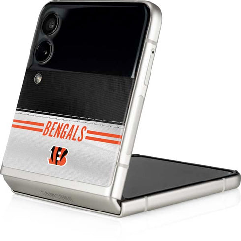 NFL Cincinnati Bengals White Striped Galaxy Z Flip4 5G Skin