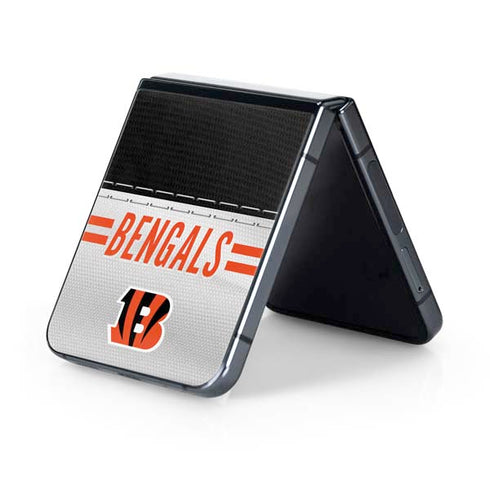NFL Cincinnati Bengals White Striped Galaxy Z Flip5 5G Skin