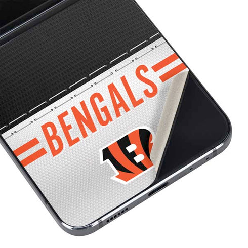 NFL Cincinnati Bengals White Striped Galaxy Z Flip5 5G Skin