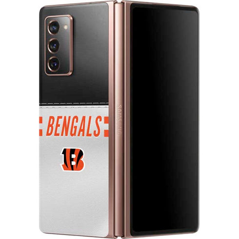 NFL Cincinnati Bengals White Striped Galaxy Z Fold2 5G Skin