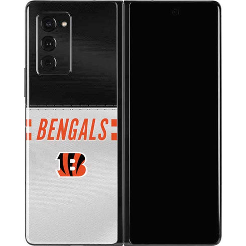 NFL Cincinnati Bengals White Striped Galaxy Z Fold2 5G Skin