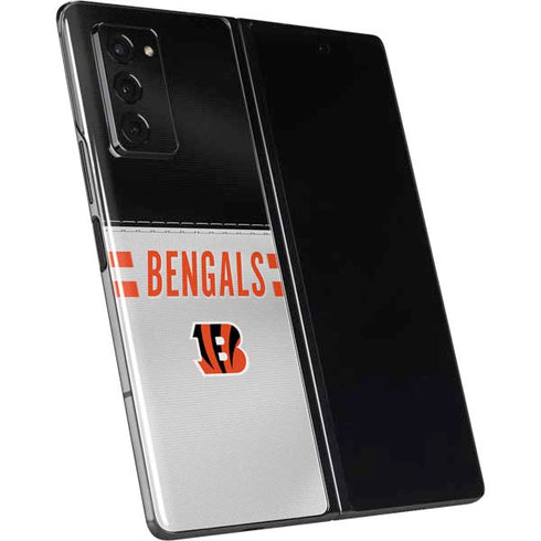NFL Cincinnati Bengals White Striped Galaxy Z Fold2 5G Skin