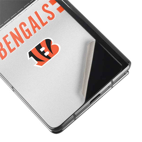 NFL Cincinnati Bengals White Striped Galaxy Z Fold2 5G Skin