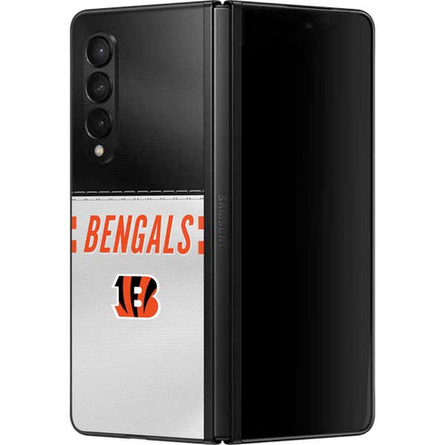 NFL Cincinnati Bengals White Striped Galaxy Z Fold3 5G Skin