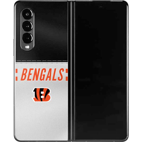 NFL Cincinnati Bengals White Striped Galaxy Z Fold3 5G Skin