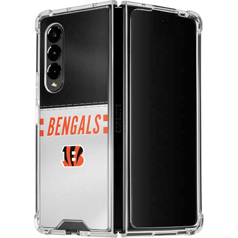 NFL Cincinnati Bengals White Striped Galaxy Z Fold4 5G Clear Case