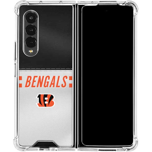 NFL Cincinnati Bengals White Striped Galaxy Z Fold4 5G Clear Case