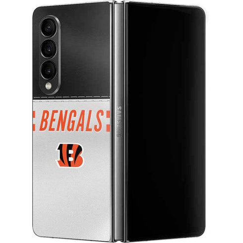 NFL Cincinnati Bengals White Striped Galaxy Z Fold4 5G Skin