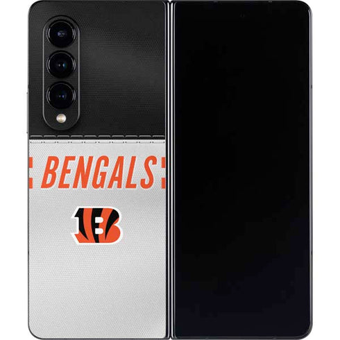 NFL Cincinnati Bengals White Striped Galaxy Z Fold4 5G Skin