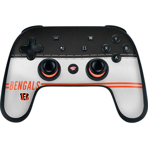 NFL Cincinnati Bengals White Striped Google Stadia Controller Skin