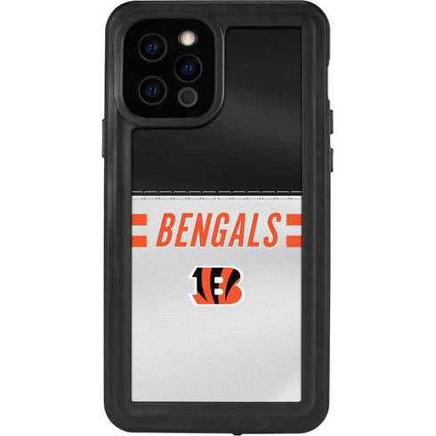 NFL Cincinnati Bengals White Striped iPhone 12 Pro Waterproof Case