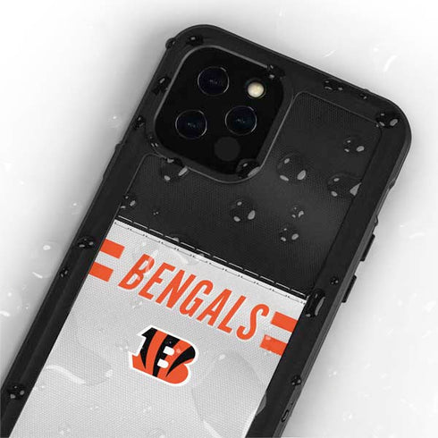 NFL Cincinnati Bengals White Striped iPhone 12 Pro Waterproof Case