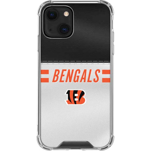 NFL Cincinnati Bengals White Striped iPhone 13 Mini Clear Case