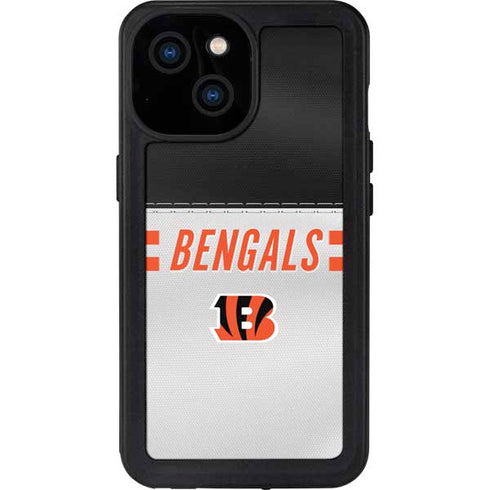 NFL Cincinnati Bengals White Striped iPhone 13 Mini Waterproof Case