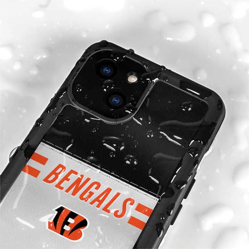 NFL Cincinnati Bengals White Striped iPhone 13 Mini Waterproof Case