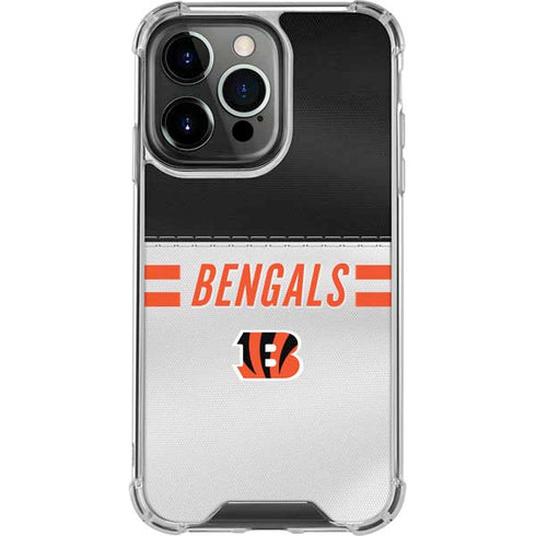 NFL Cincinnati Bengals White Striped iPhone 13 Pro Clear Case
