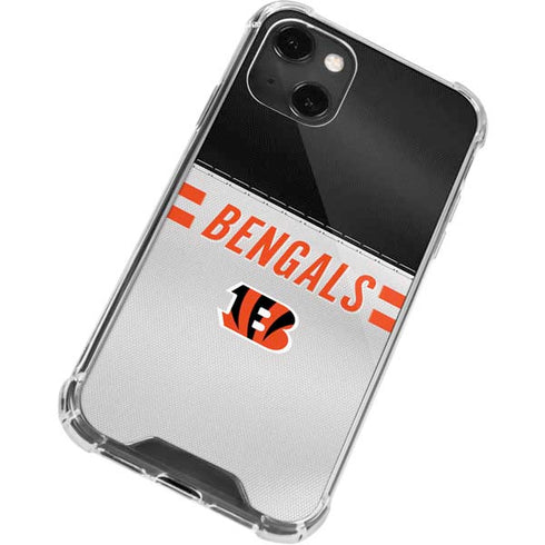 NFL Cincinnati Bengals White Striped iPhone 14 Plus Clear Case
