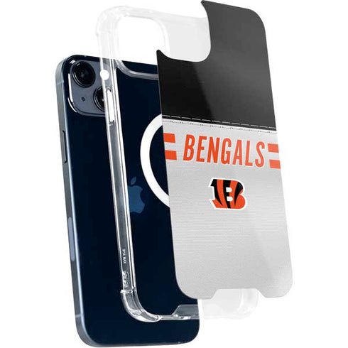NFL Cincinnati Bengals White Striped iPhone 14 Plus MagSafe Case