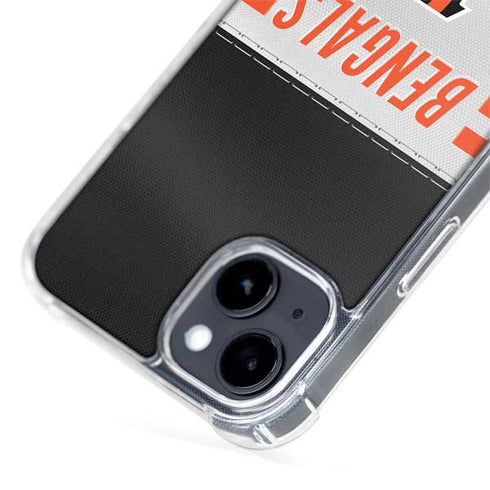 NFL Cincinnati Bengals White Striped iPhone 14 Plus MagSafe Case