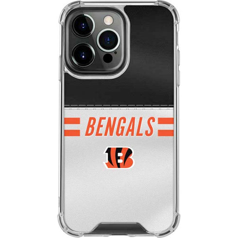 NFL Cincinnati Bengals White Striped iPhone 14 Pro Clear Case