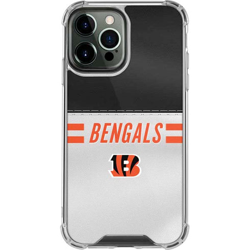 NFL Cincinnati Bengals White Striped iPhone 14 Pro Max Clear Case