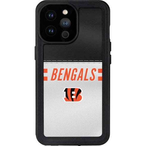 NFL Cincinnati Bengals White Striped iPhone 14 Pro Max Waterproof Case