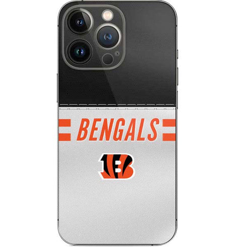 NFL Cincinnati Bengals White Striped iPhone 14 Pro Skin