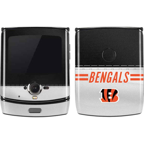 NFL Cincinnati Bengals White Striped Motorola RAZR Skin
