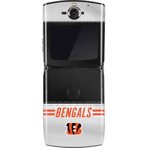 NFL Cincinnati Bengals White Striped Motorola RAZR Skin