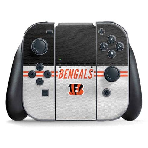 NFL Cincinnati Bengals White Striped Nintendo Switch (2017-2021) Joy-Con Controller Skin