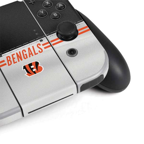 NFL Cincinnati Bengals White Striped Nintendo Switch OLED (2021) Skin