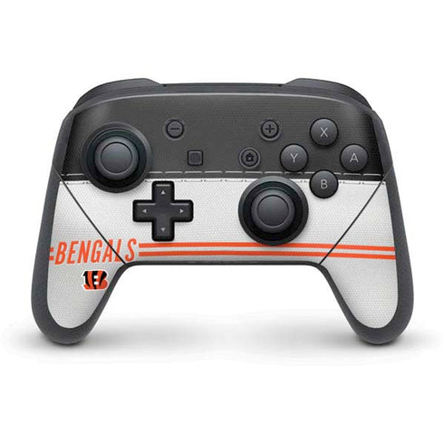 NFL Cincinnati Bengals White Striped Nintendo Switch Pro Controller Skin