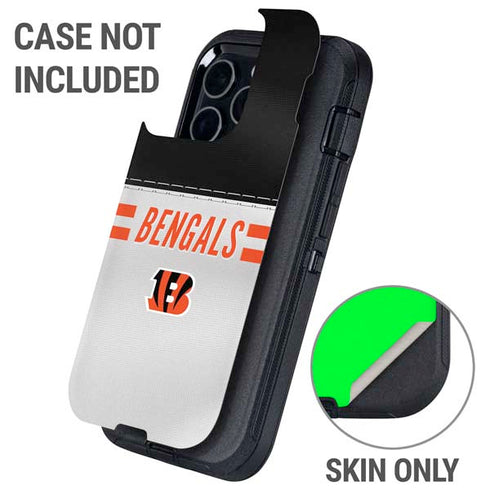 NFL Cincinnati Bengals White Striped Otterbox Defender iPhone Skin