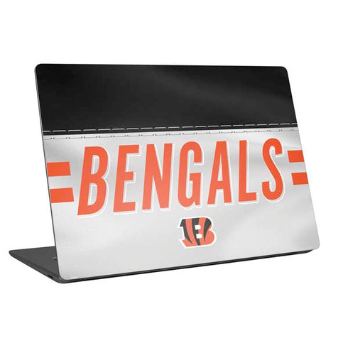 NFL Cincinnati Bengals White Striped Universal Laptop 16in (13 x 9.4in) Skin
