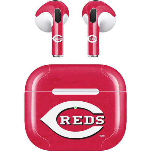 MLB Cincinnati Reds - Solid Distressed Apple AirPods (3rd Gen 2021) Skin