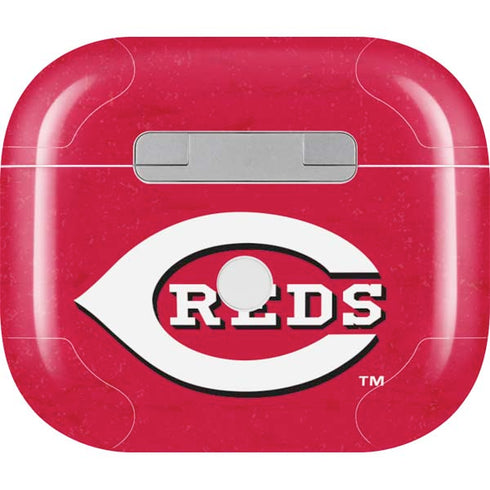 MLB Cincinnati Reds - Solid Distressed Apple AirPods (3rd Gen 2021) Skin