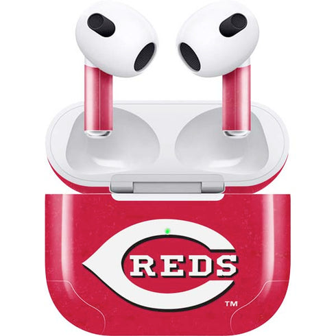 MLB Cincinnati Reds - Solid Distressed Apple AirPods (3rd Gen 2021) Skin