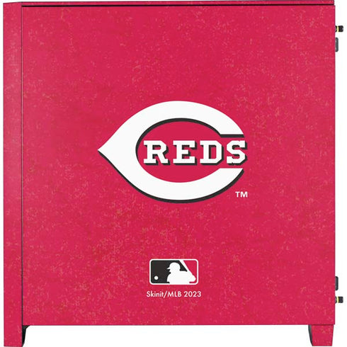 MLB Cincinnati Reds - Solid Distressed Corsair 4000D Tempered Glass Mid-Tower ATX Case Skin