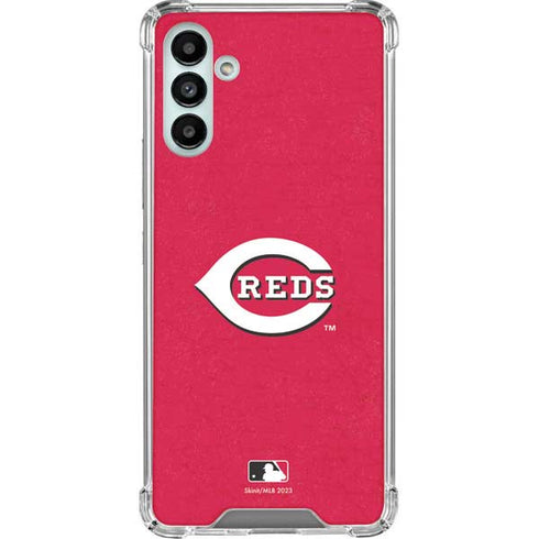 MLB Cincinnati Reds - Solid Distressed Galaxy A13 5G Clear Case