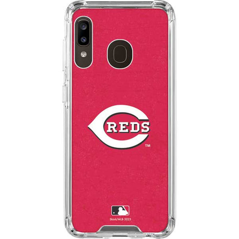 MLB Cincinnati Reds - Solid Distressed Galaxy A30 Clear Case