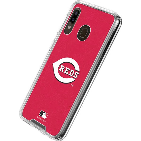 MLB Cincinnati Reds - Solid Distressed Galaxy A30 Clear Case