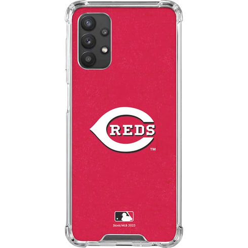 MLB Cincinnati Reds - Solid Distressed Galaxy A32 5G Clear Case