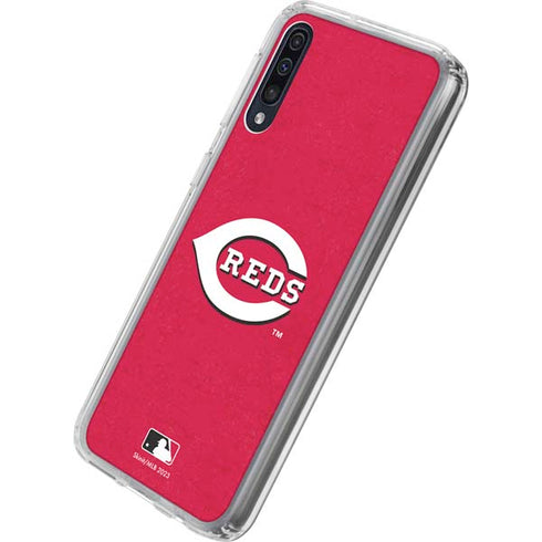 MLB Cincinnati Reds - Solid Distressed Galaxy A50 Clear Case