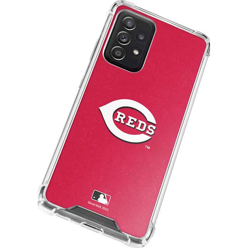 MLB Cincinnati Reds - Solid Distressed Galaxy A52 5G Clear Case