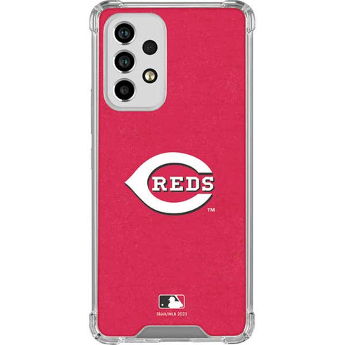 MLB Cincinnati Reds - Solid Distressed Galaxy A53 5G Clear Case