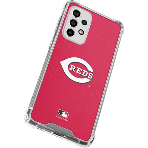 MLB Cincinnati Reds - Solid Distressed Galaxy A53 5G Clear Case
